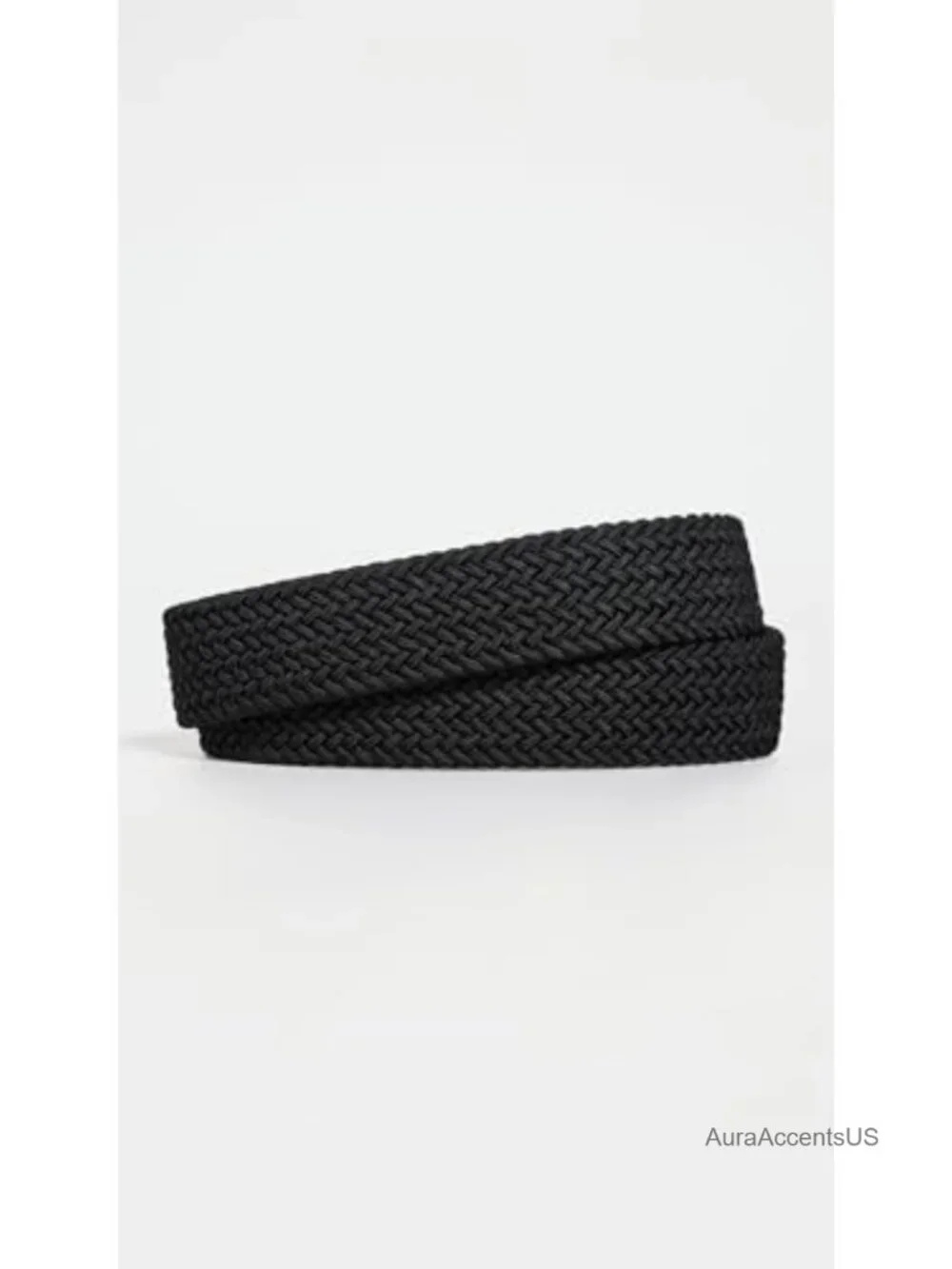 Men's Woven Nylon Belt Braided Cord Leather Trim 1.5in